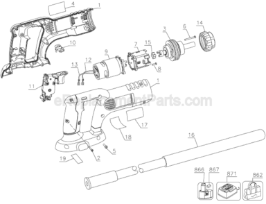 Page A Diagram and Parts List for DC530 Type 1 DeWALT Miscellaneous