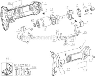 Page A Diagram and Parts List for DC550W Type 1 DeWALT Chop Saw