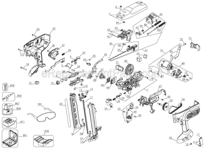 Page A Diagram and Parts List for DC619A Type 1 DeWALT Nailer