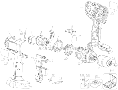 Page A Diagram and Parts List for DC742KA  DeWALT Cordless Drill