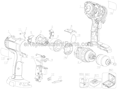 Page A Diagram and Parts List for DC742VA  DeWALT Cordless Drill