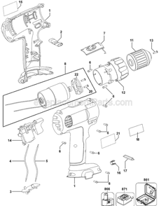 Part Location Diagram of N084519 DeWALT Battery Pack