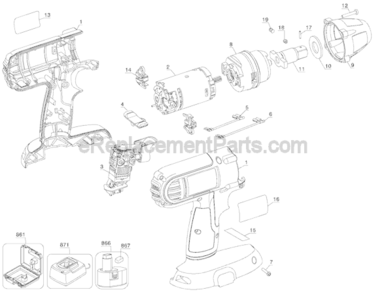 Part Location Diagram of 640638-00 DeWALT Clamshell Set