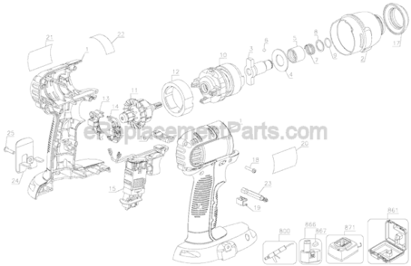 Page A Diagram and Parts List for DC845  DeWALT Impact Driver