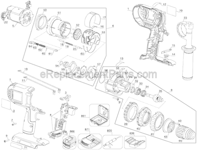 Page A Diagram and Parts List for DC900L  DeWALT Hammer Drill