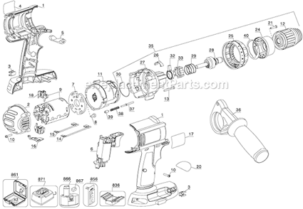 Page A Diagram and Parts List for DC925KA  DeWALT Hammer Drill