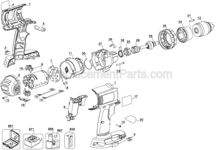 Part Location Diagram of DC9319 DeWALT Dewalt 7.2-18v Li-ion/ni-cd/ni