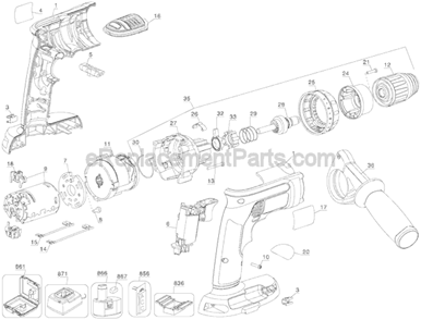 Page A Diagram and Parts List for DC926A  DeWALT Hammer Drill