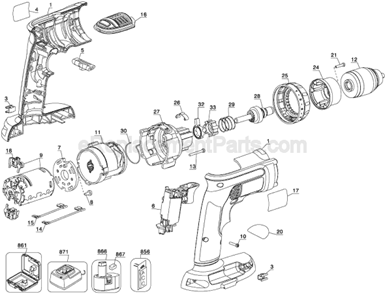 Part Location Diagram of 631227-00 DeWALT Fwd/Rev Button