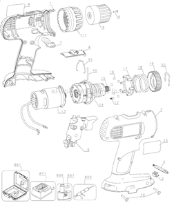 Page A Diagram and Parts List for DC970  DeWALT Cordless Drill