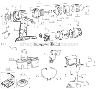 Part Location Diagram of 620711-01 DeWALT Clamshell Set