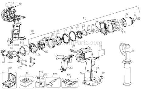 Part Location Diagram of N120002 DeWALT Nameplate