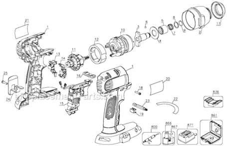 Page A Diagram and Parts List for DCF826KL Type 1 DeWALT Impact Driver