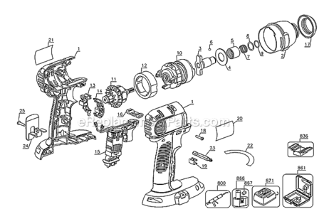 Page A Diagram and Parts List for DCF826  DeWALT Impact Driver