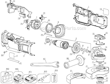 Page A Diagram and Parts List for DCG412L2 Type 1 DeWALT Chop Saw