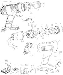 Page A Diagram and Parts List for DCK759 Type 1 DeWALT Cordless Drill