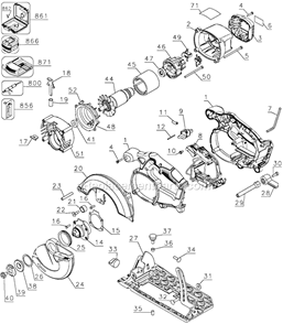 Page A Diagram and Parts List for DCS391B Type 1 DeWALT Circular Saw