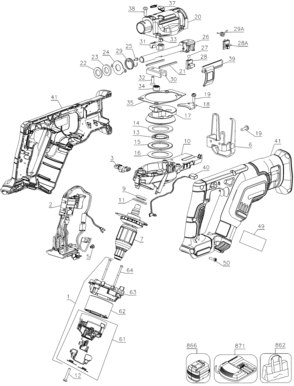 Part Location Diagram of N406590 DeWALT Baffle Assembly