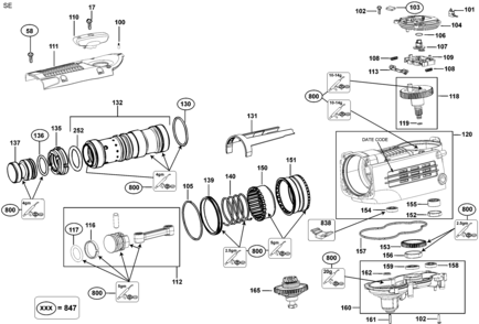 Default Diagram and Parts List for D25712K Type 1 DeWALT Hammer