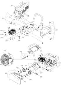Page B Diagram and Parts List for DH4240B Type 1 DeWALT Pressure Washer