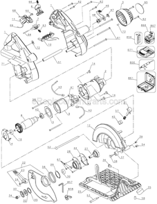 Page A Diagram and Parts List for DW007 Type 1 DeWALT Circular Saw