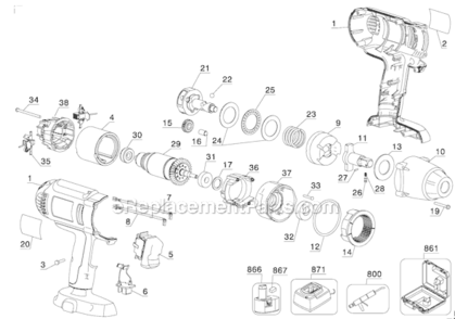 Page A Diagram and Parts List for DW059K-2 Type 1 DeWALT Impact Driver
