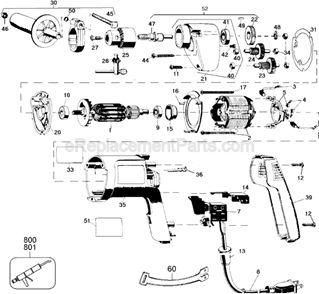 Page A Diagram and Parts List for DW111 Type 1 DeWALT Electric Drill