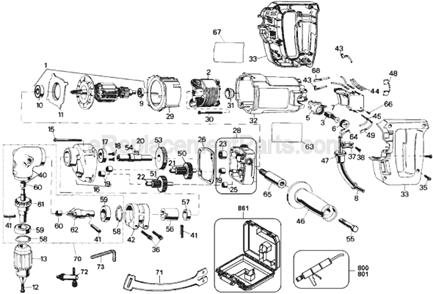 Page A Diagram and Parts List for DW120K Type 1 DeWALT Electric Drill