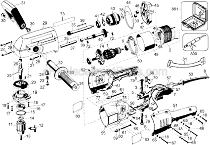 Page A Diagram and Parts List for DW124 Type 1 DeWALT Electric Drill