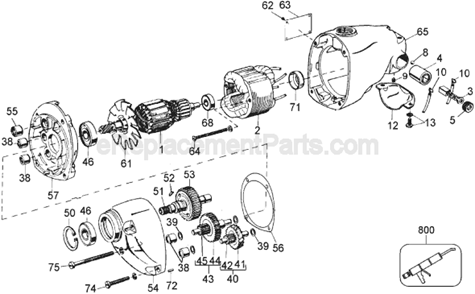 Page A Diagram and Parts List for DW131-95 Type 1 DeWALT Electric Drill