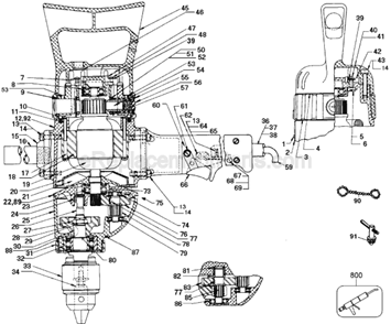 Page A Diagram and Parts List for DW138-220 Type 1 DeWALT Electric Drill
