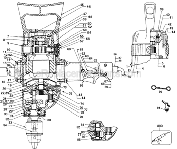 Page A Diagram and Parts List for DW139 Type 1 DeWALT Electric Drill