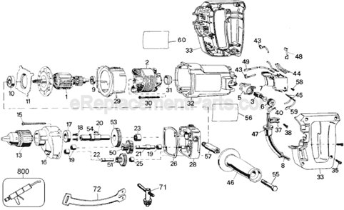Page A Diagram and Parts List for DW140 Type 1 DeWALT Electric Drill