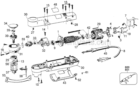 Page A Diagram and Parts List for DW161 Type 1 DeWALT Electric Drill
