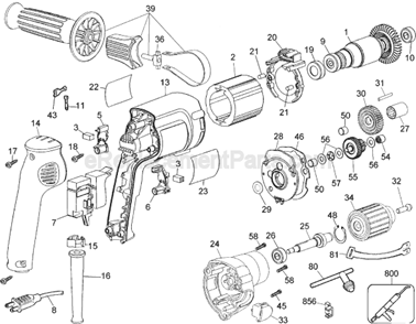 Part Location Diagram of 176634-03SV DeWALT Gear Case