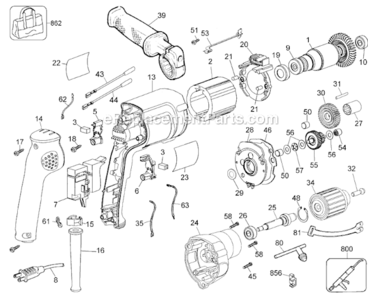 Page A Diagram and Parts List for DW235G Type 3 DeWALT Electric Drill