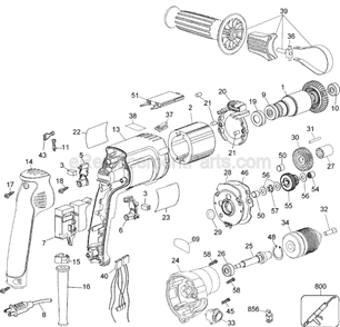 Page A Diagram and Parts List for DW238 Type 1 DeWALT Electric Drill