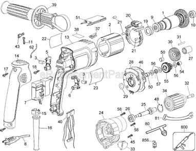Page A Diagram and Parts List for DW239 Type 1 DeWALT Electric Drill