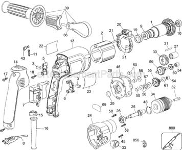 Page A Diagram and Parts List for DW246 Type 1 DeWALT Electric Drill