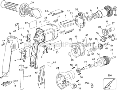 Page A Diagram and Parts List for DW248 Type 1 DeWALT Electric Drill