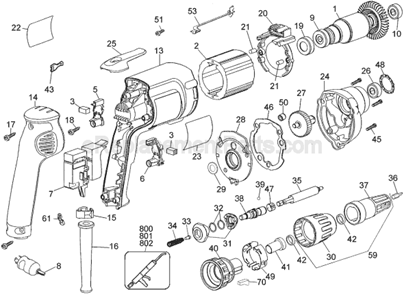 Page A Diagram and Parts List for DW252WT Type 2 DeWALT Electric Drill