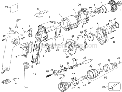 Page A Diagram and Parts List for DW252 Type 2 DeWALT Electric Drill