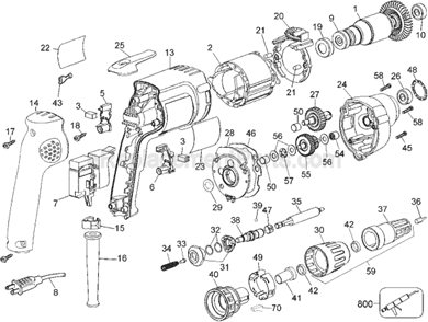 Part Location Diagram of 623125-01SV DeWALT Field and Leads