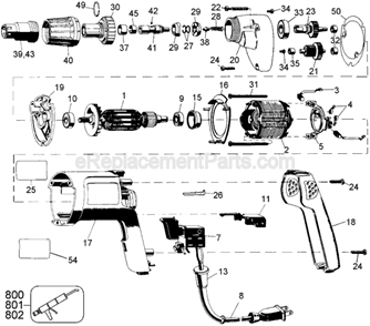 Page A Diagram and Parts List for DW259 Type 1 DeWALT Electric Drill