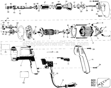 Page A Diagram and Parts List for DW264 Type 1 DeWALT Electric Drill