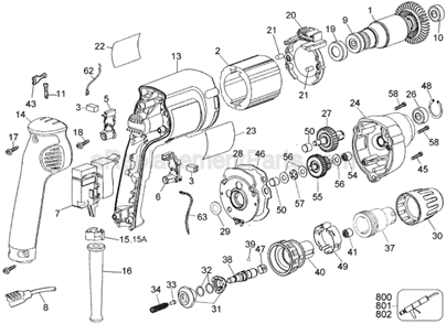 Page A Diagram and Parts List for DW266 Type 1 DeWALT Electric Drill