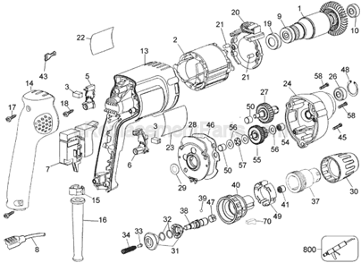 Page A Diagram and Parts List for DW266 Type 2 DeWALT Electric Drill
