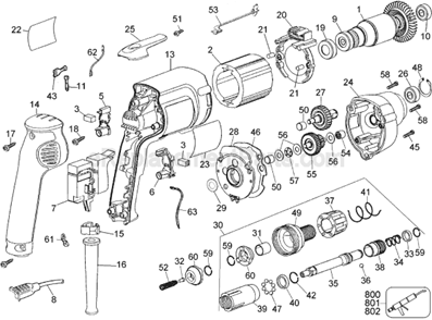 Page A Diagram and Parts List for DW268G Type 1 DeWALT Electric Drill