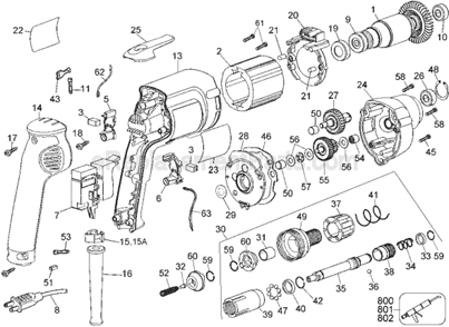 Page A Diagram and Parts List for DW268 Type 1 DeWALT Electric Drill