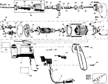 Page A Diagram and Parts List for DW270 Type 1 DeWALT Electric Drill
